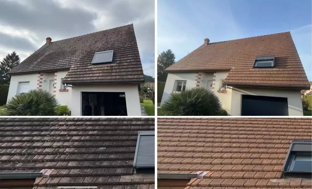 Service de nettoyage de toiture tuiles anciennes avec méthode douce garantie à Arcachon