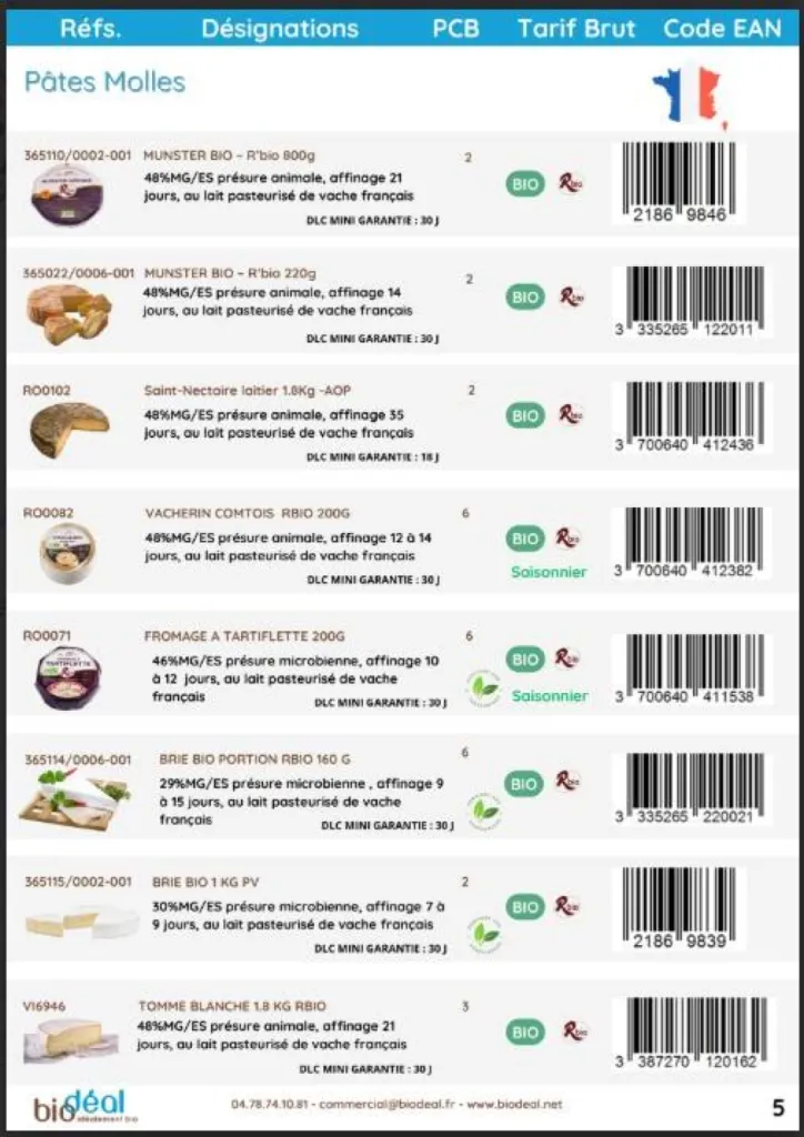 Nos fromages BIO pâtes molles et pâtes persillées au lait de vache