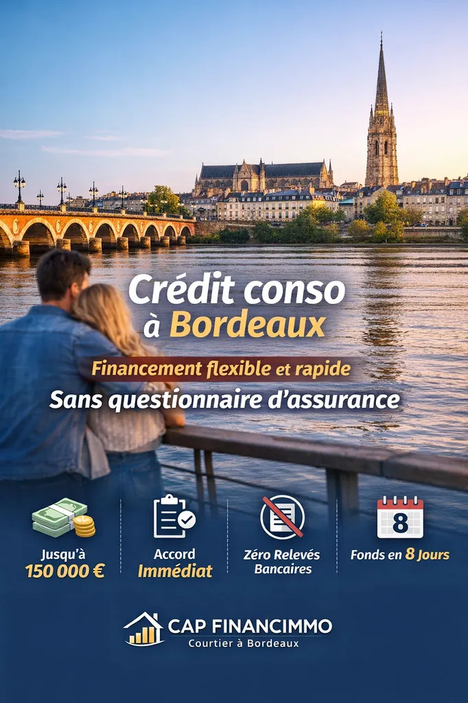 Crédit conso à Bordeaux : financement flexible et rapide sans questionnaire d'assurance