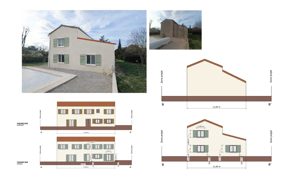 dossier DP modification façade + toiture + fenêtres sur Gemenos