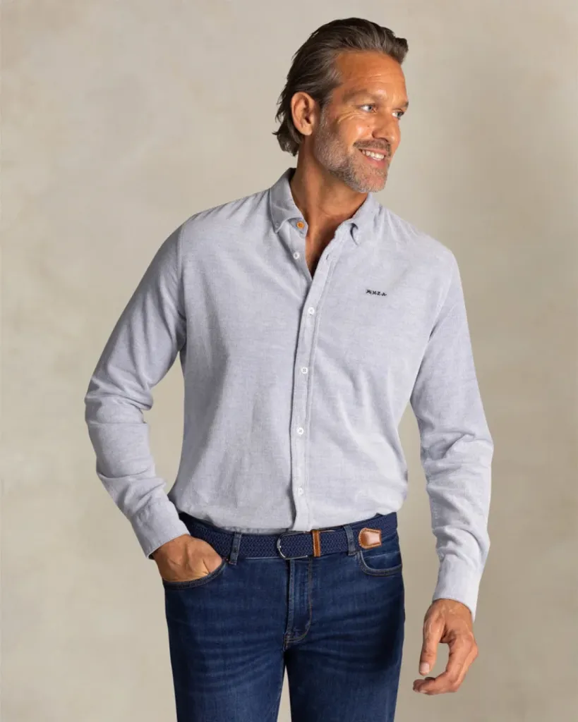 Chemise bleu en coton stretch