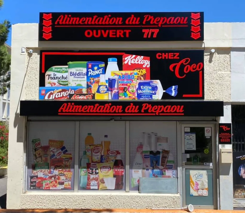 Enseigne à plat lumineuse pour l'alimentation du Prepaou à Istres