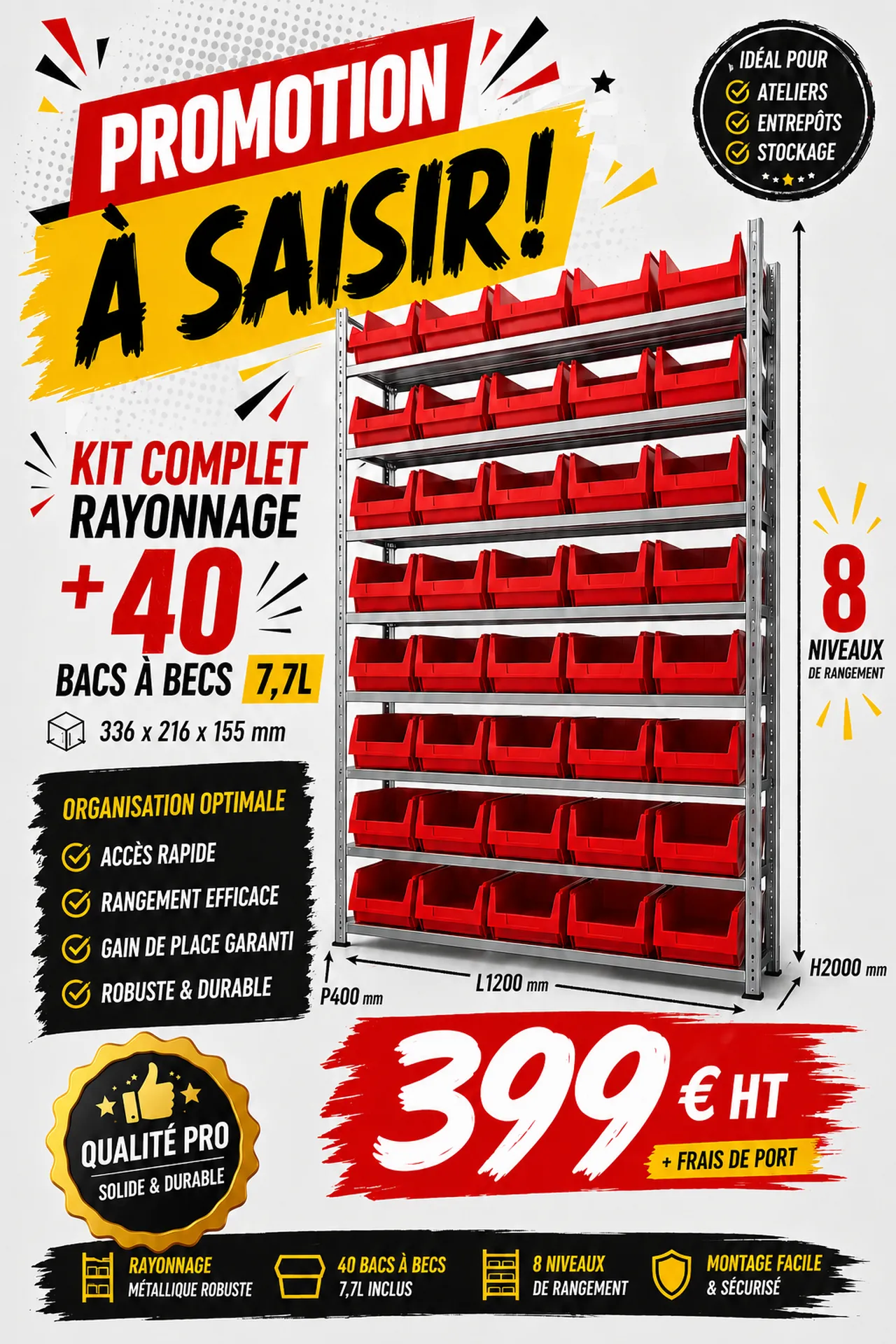 Kit rayonnage + bacs