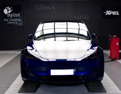 Covering ou Film de Protection transparent sur cette Tesla model 3 Performance, ce client a choisi Gloss Obsession et notre film XPEL