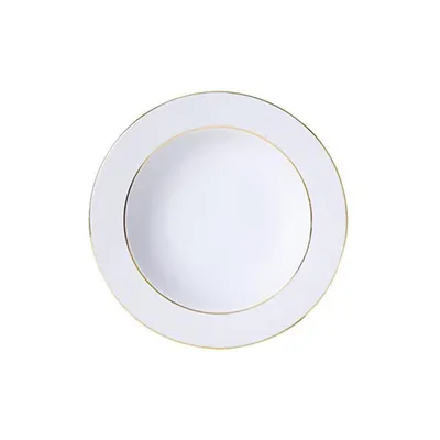 LOUER DES ASSIETTES CREUSES EN PORCELAINE BLANCHE FILET OR POUR MARIAGE A LORGUES DANS LE 83