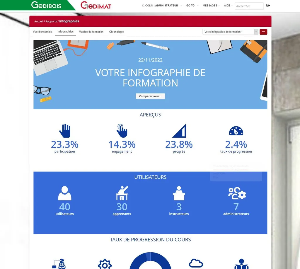 Plateforme LMS et modules e-learning pour Gedimat basé à Paris