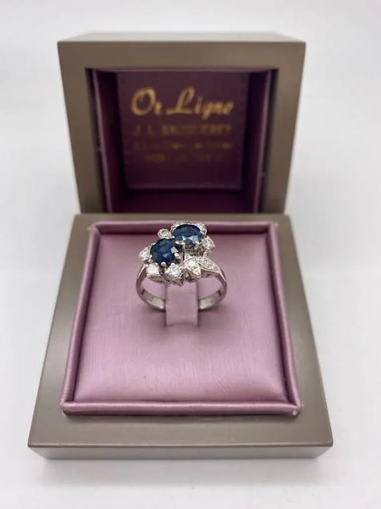 Bague toi et moi saphirs et diamants or blanc 750/1000ème occasion Or Ligne La Teste Bassin d'Arcachon