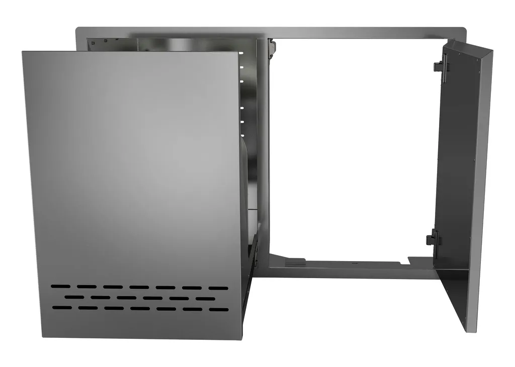 Tiroir pour bouteuille de gaz ou poubelle et un porte simple en acier inoxydable