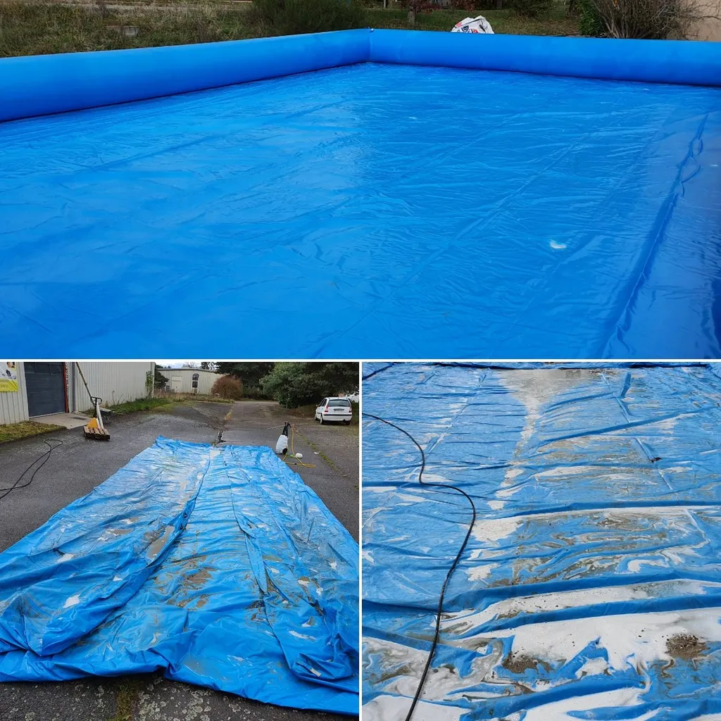 Nettoyage de piscine gonflable.