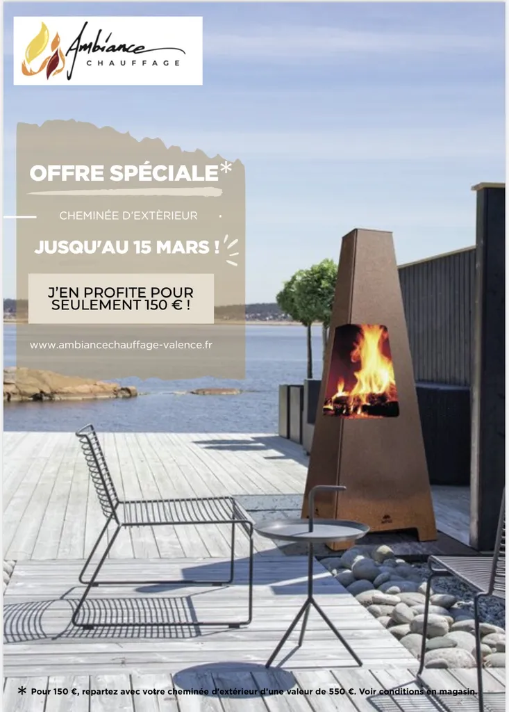 Jotul Terrazza sur une terrasse bois en bord de mer