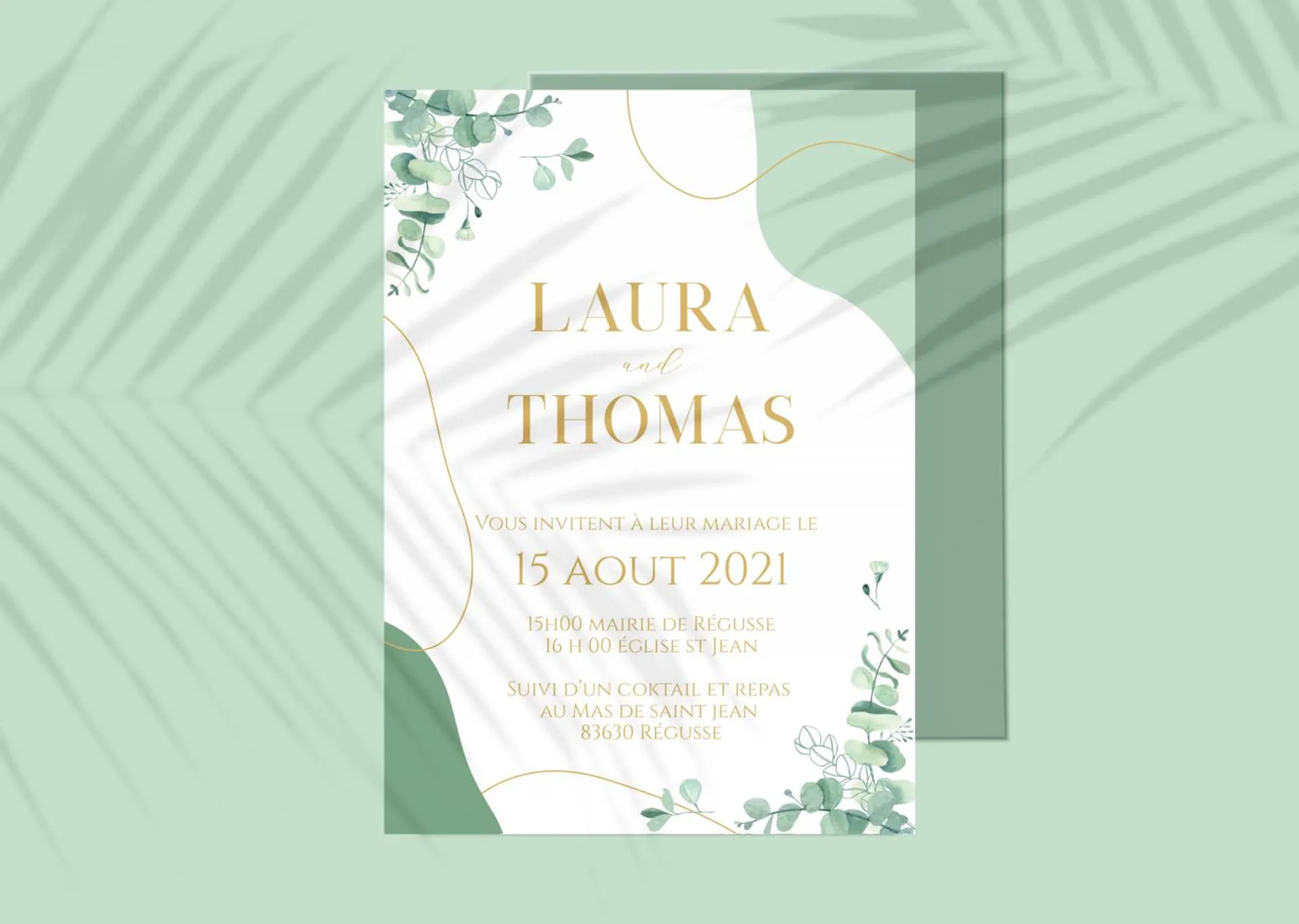 faire part mariage eucalyptus graphique original marseille