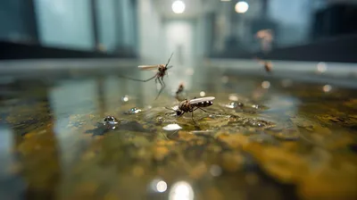 photo d'eau stagnante pour traitement des moustiques 