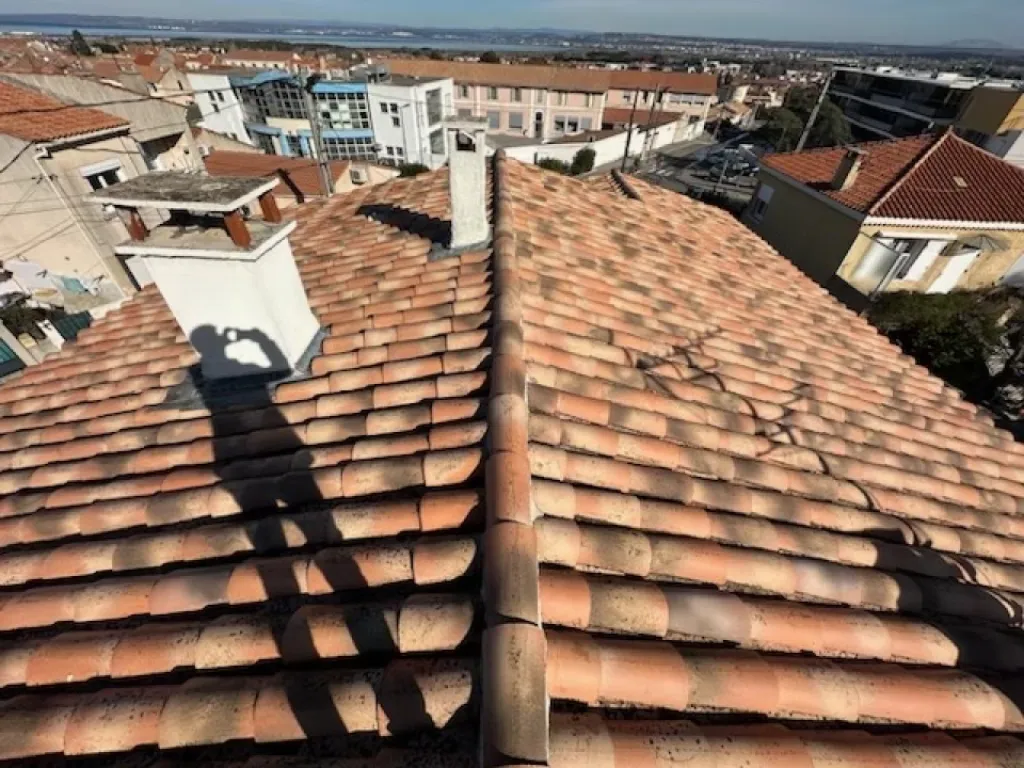 Intervention de couvreur pour un nettoyage de tuiles de toiture de maison près de Martigues 