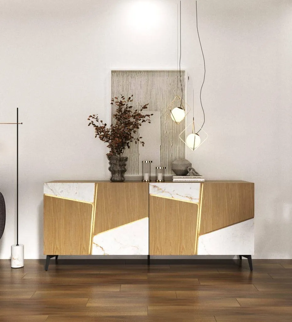 bahut 4 portes avec bois et laque toulon 