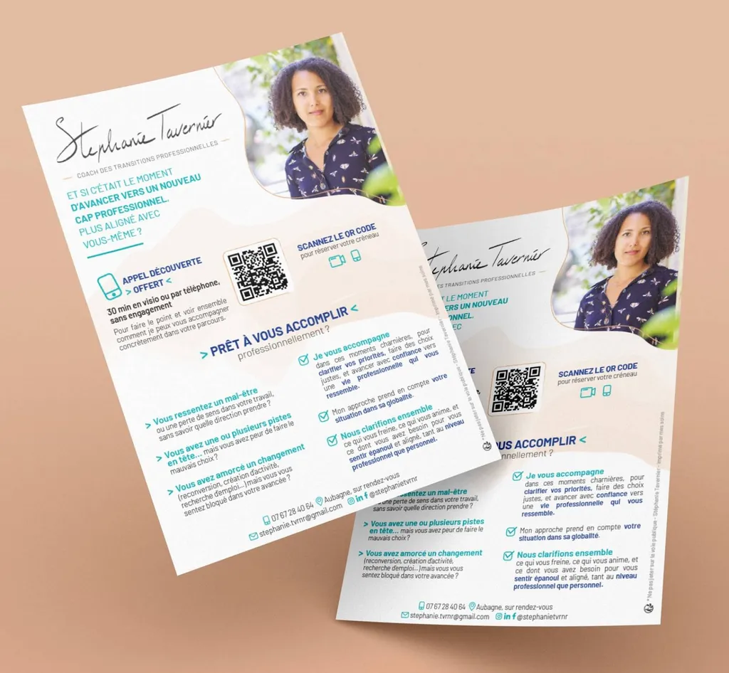 flyer pour Stéphanie Tavernier coach en transitions professionnelles