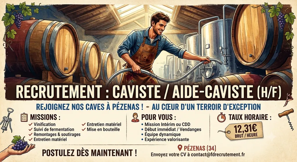 caviste nettoyant son poste de travail 