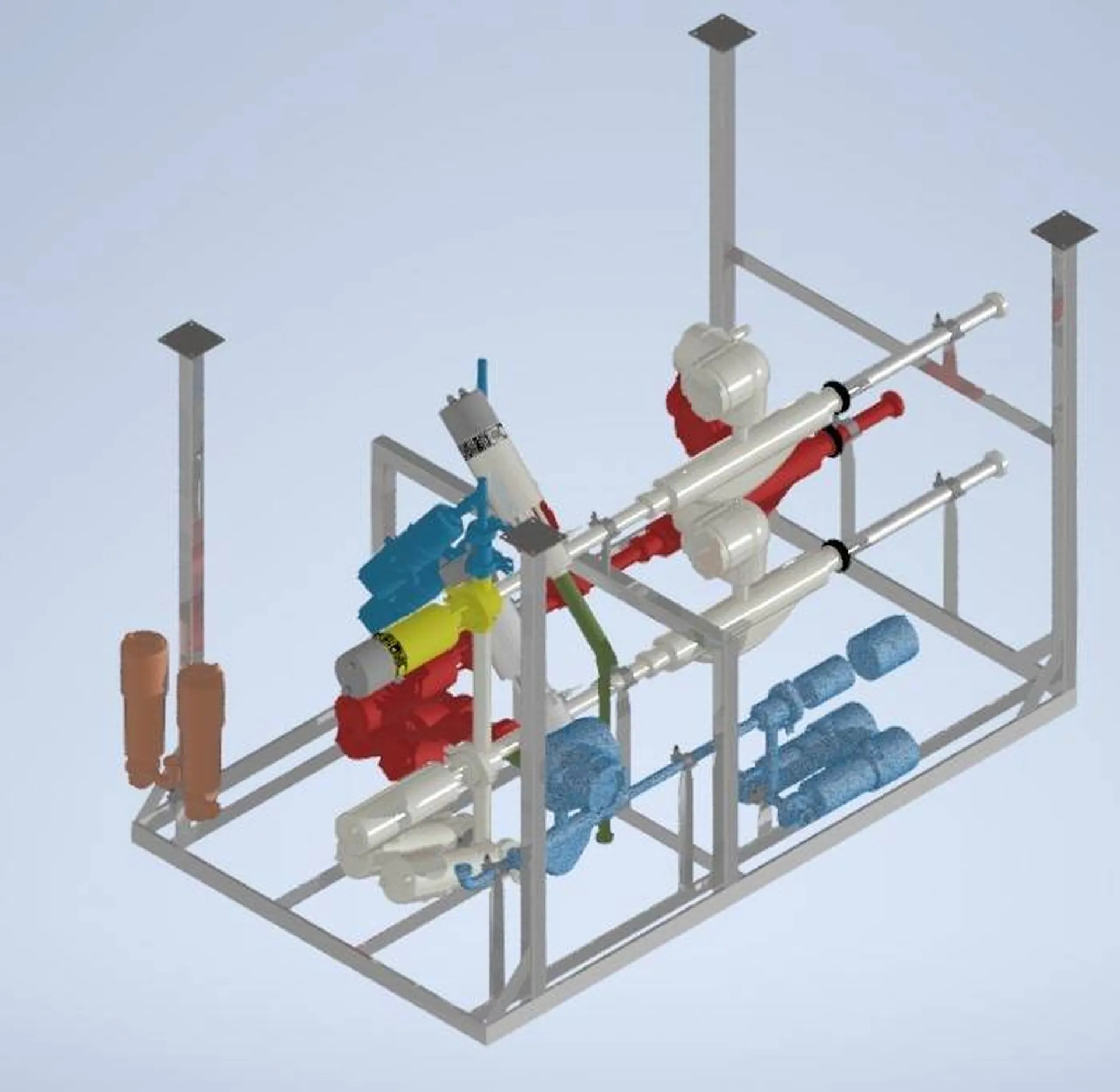 Dessin 3D du skid de dosage