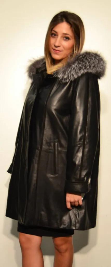 manteau cuir noir femme