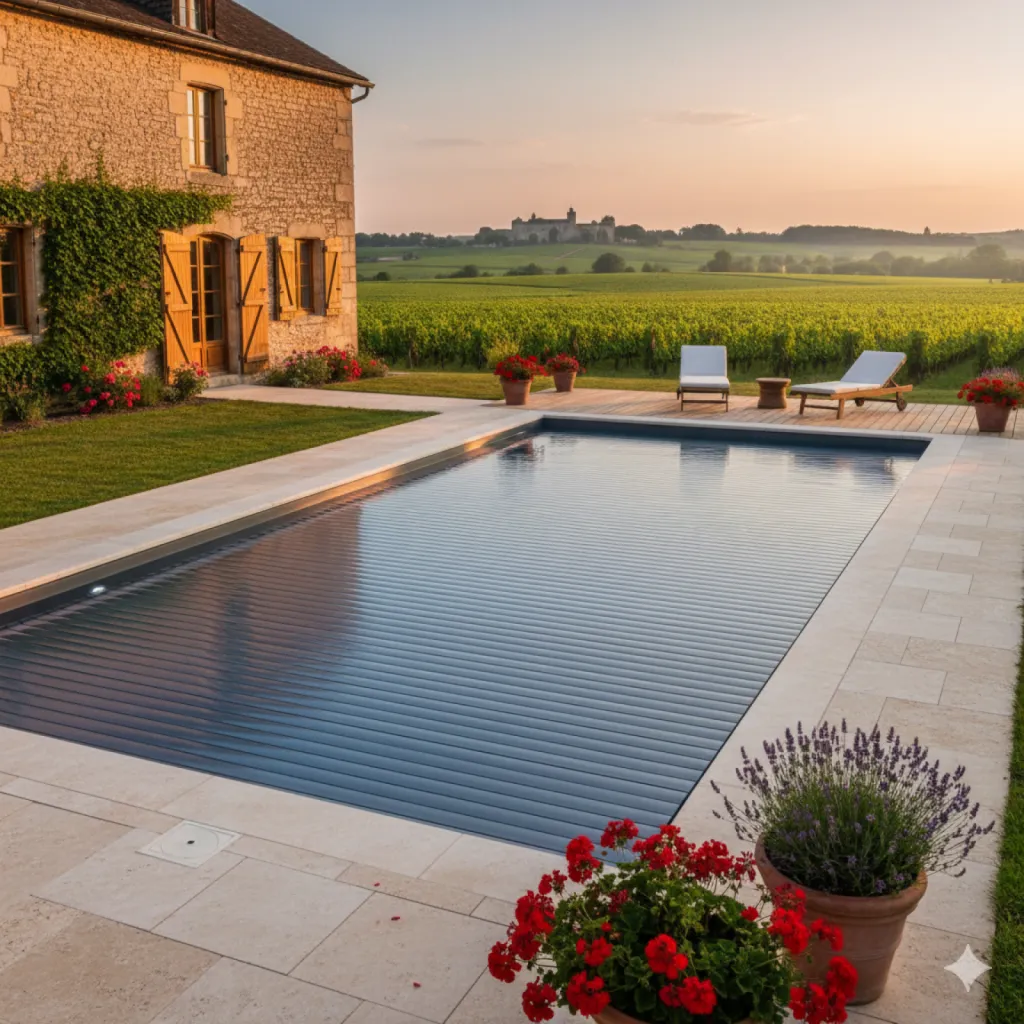 Construction et installation d'une piscine à coque personnalisée sur Monbazillac en Dordogne