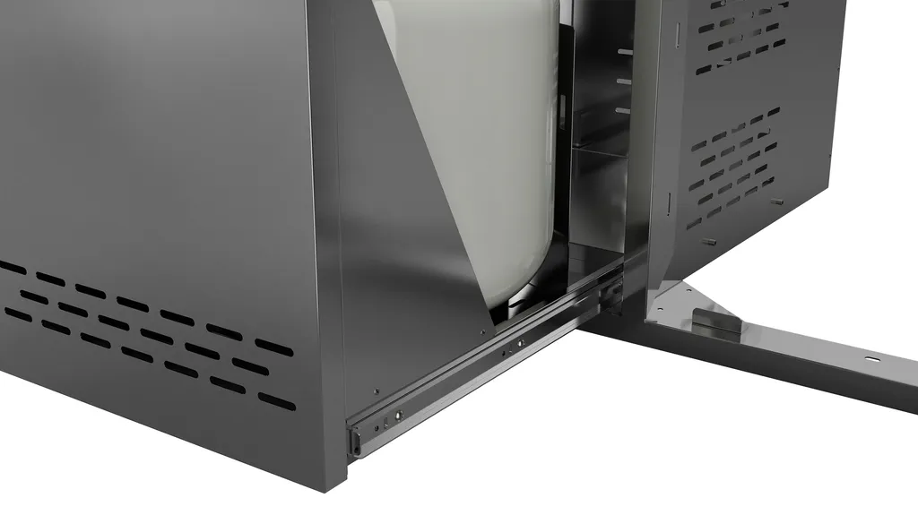 Tiroir pour bouteuille de gaz ou poubelle et un porte simple en acier inoxydable