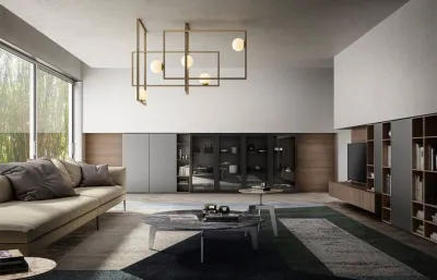 Vente et installation d'un living italien avec espace bibliothèque à Sanary sur Mer dans le Var