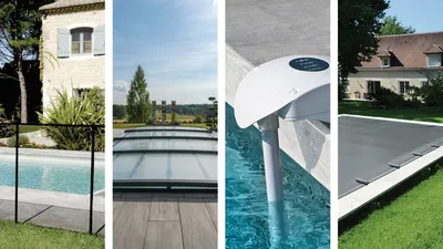 Dispositif de sécurité installé autour d’une piscine coque polyester à Solliès-Pont : barrière de protection et alarme pour prévenir les risques de noyade.