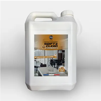 Désinfectant intégral Swift & Clean parfum boisé PLMS 5L, bactéricide fongicide virucide en 5 minutes, dégraissant détachant désodorisant biodégradable 93%, prêt à l'emploi surfaces et textiles professionnels – disponible à Mont-de-Marsan, Landes (40), No