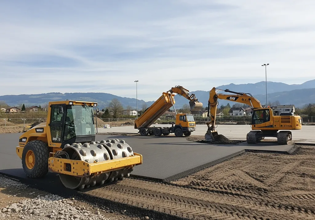 Travaux de terrassement pour création parking entreprise avec réglage niveaux compactage portance et aménagement durable à Chenôve