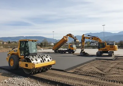 Travaux de terrassement pour création parking entreprise avec réglage niveaux compactage portance et aménagement durable à Chenôve