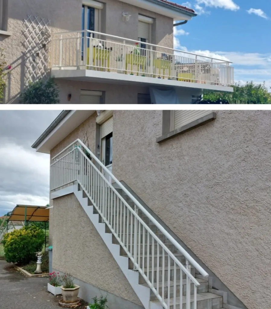 pose d'un garde-corps en aluminium blanc à Brignais par 3 Baies