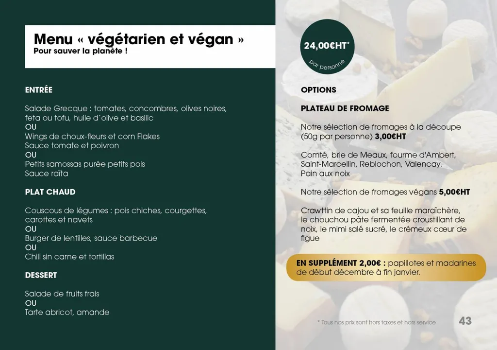 SEMINAIRE - MENU VEGETARIEN ET VEGAN