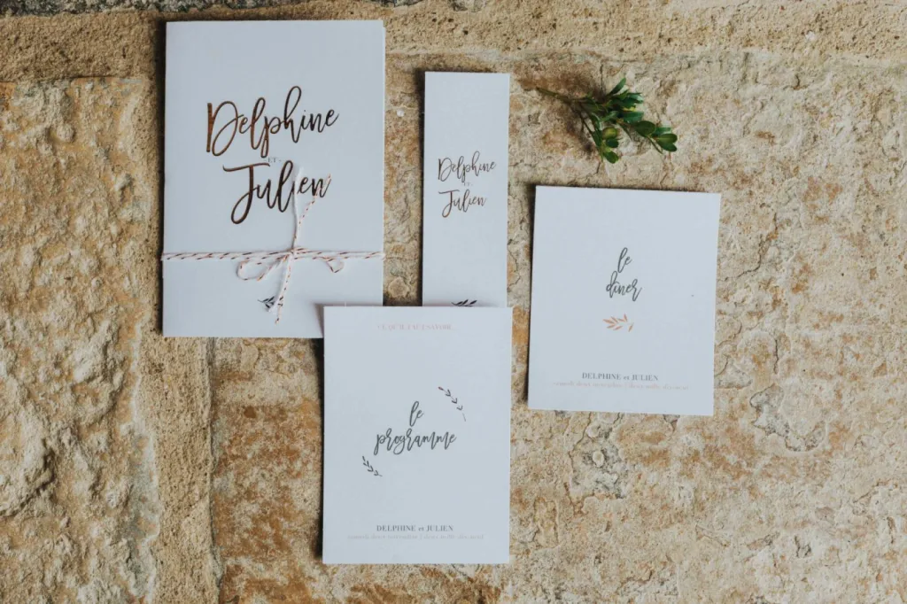 Wedding planner pour recherche de prestataire et designer de papeterie mariage sur mesure en Gironde entre Bordeaux et Libourne 