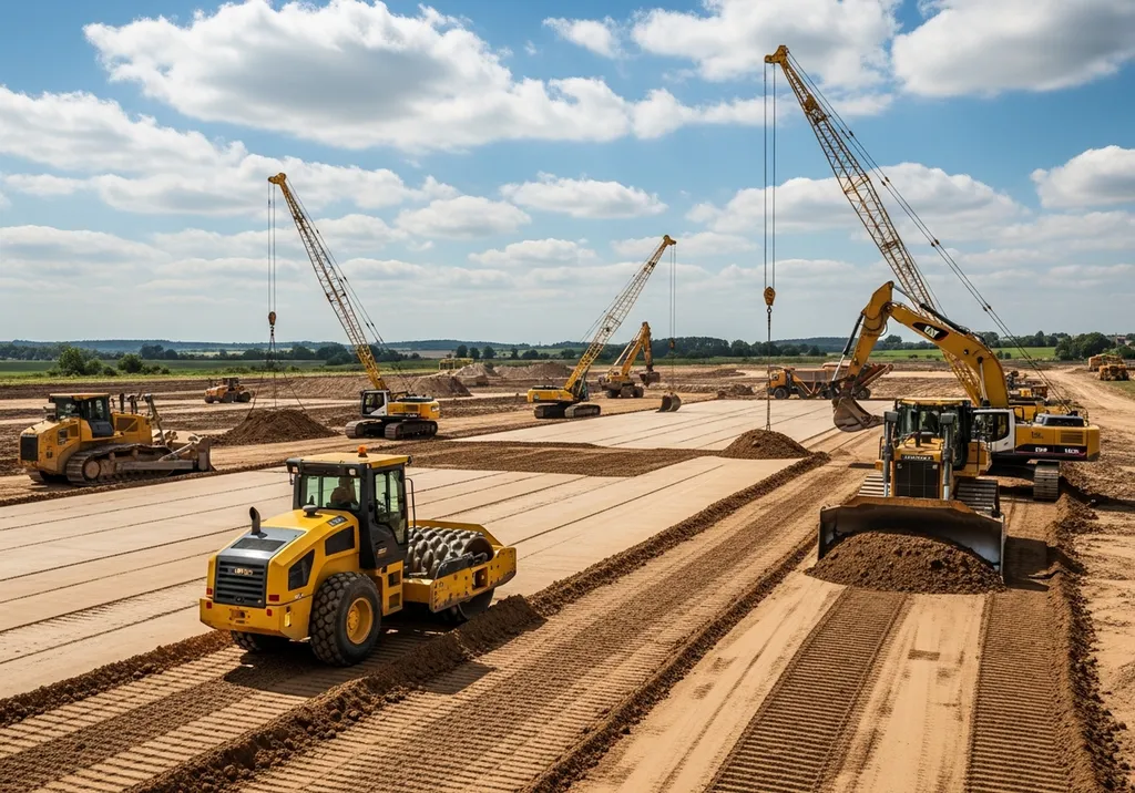 Travaux de terrassement pour création plateforme industrielle avec gestion portance remblais compactage haute performance à Dijon