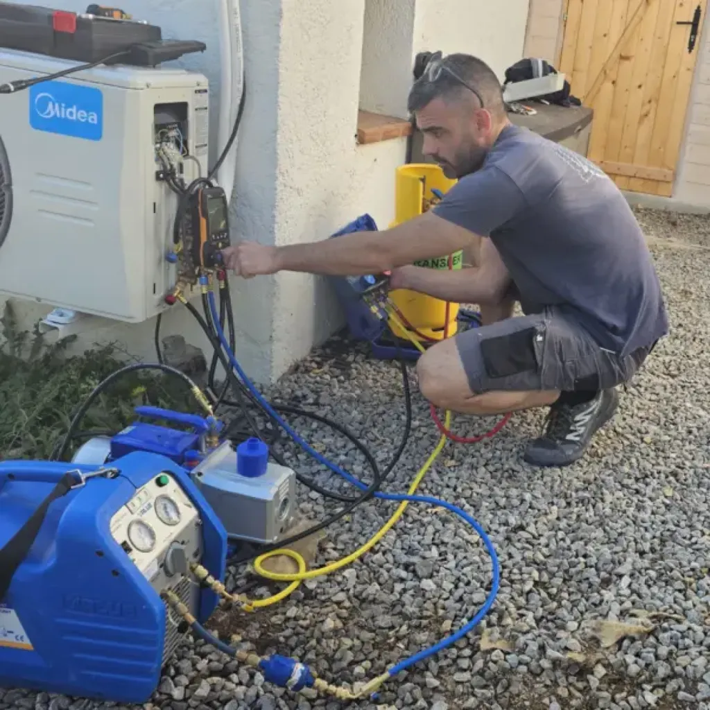 récupération fluide R410a, recherche de fuite et réparation