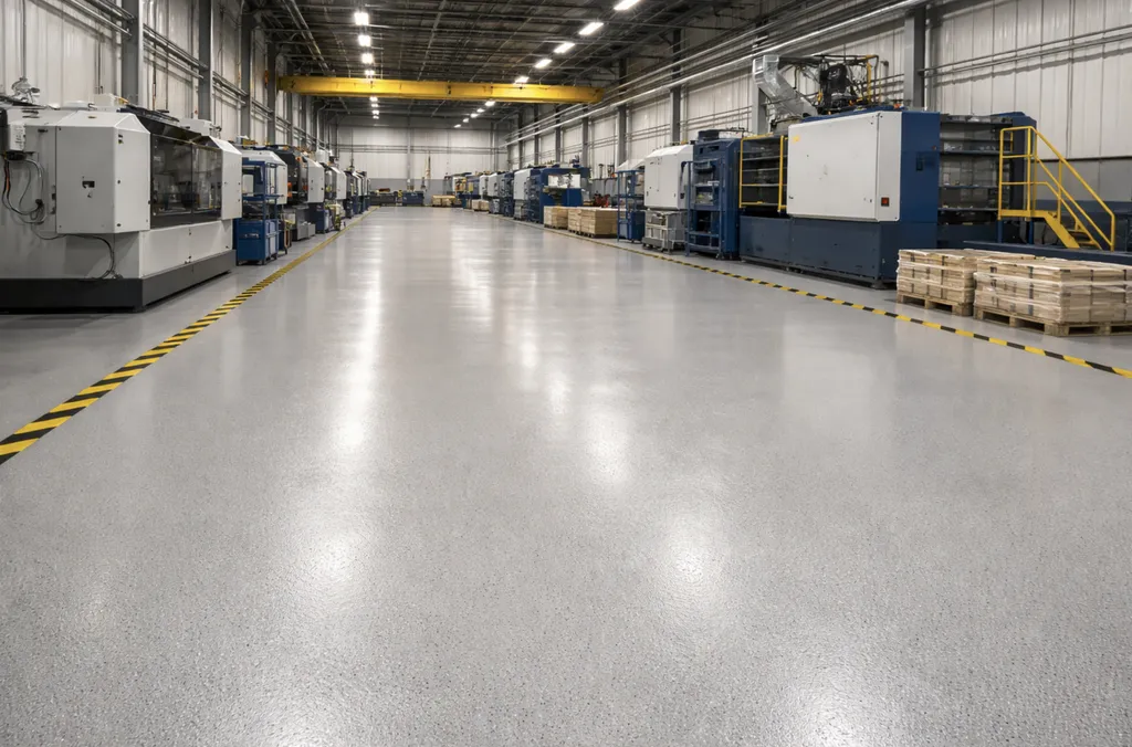 Pose de résine technique haute résistance pour sol industriel lourd dans un bâtiment professionnel à Bordeaux proche de Mérignac