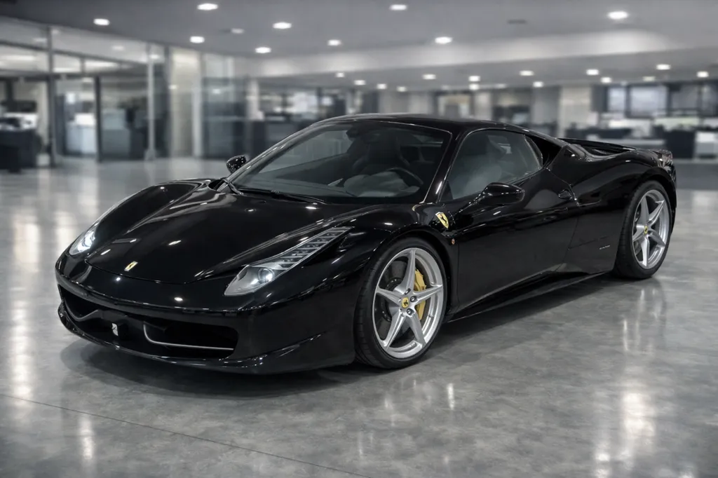 Ferrari 458 Italia noire import Europe – véhicule prestige