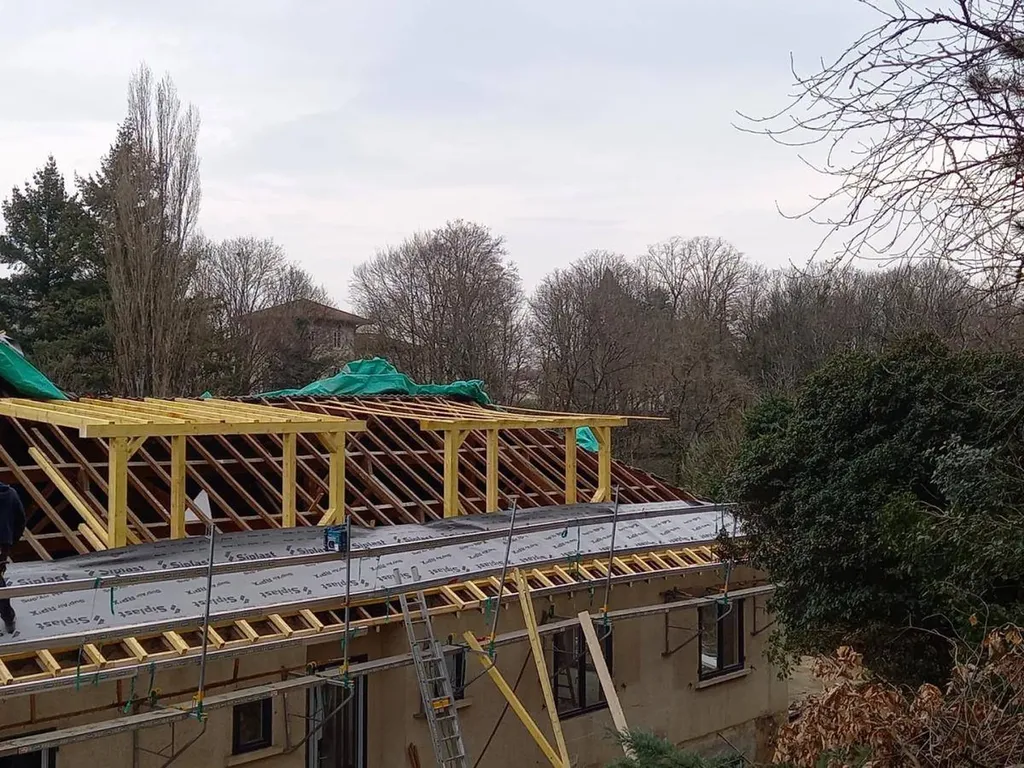 Détail des travaux de création de jacobines pour apport de lumière en surélévation