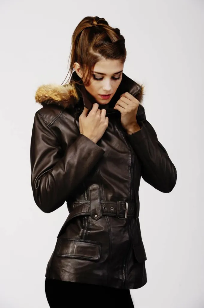 vestes cuir marron GUEST  femme