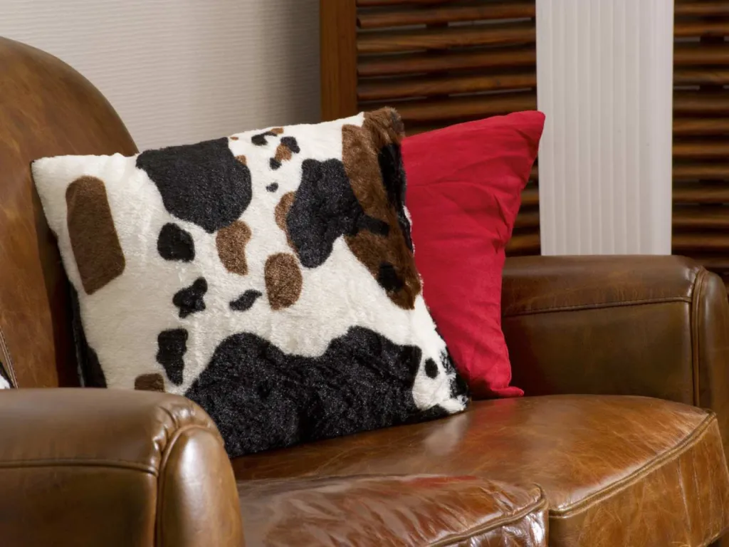 photographe linge de maison à Lyon coussin vache et coussin rouge