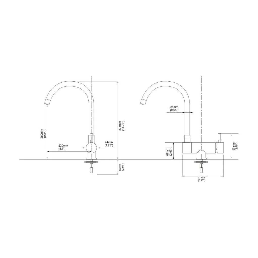 Dimensions du robinet PURE MOVE