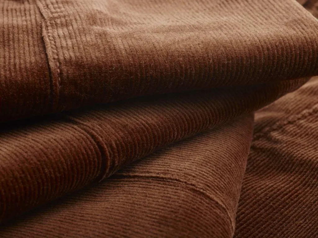 photographe zoom textile velours milleraies camel