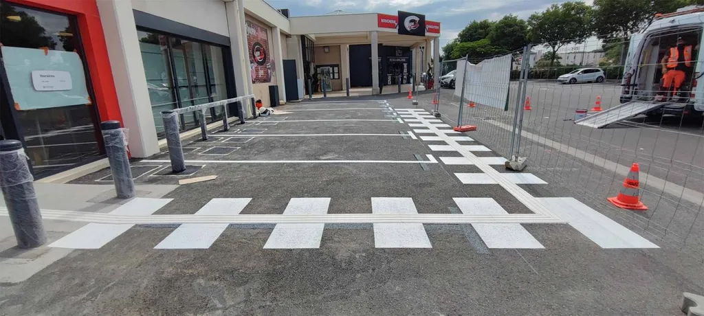 Solmark, entreprise spécialisée dans le marquage au sol, panneaux de signalisation routière, accessibilité PMR, mobiliers urbains et revêtement décoratif
