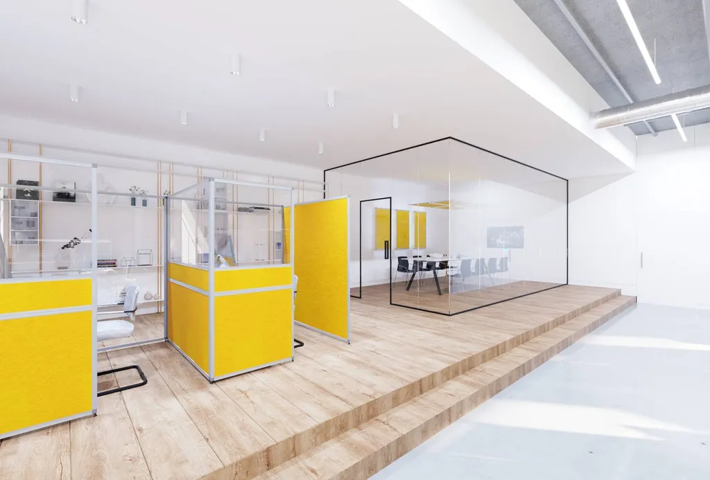 Cloison de bureau  amovible super-acoustique dans un call center à Nîmes