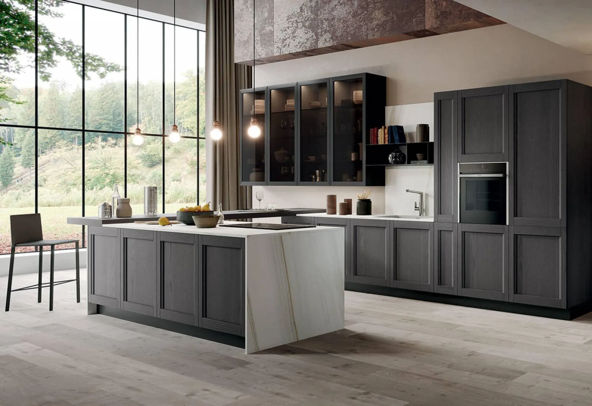 Modèle de cuisine italienne de prestige contemporaine bois à Bandol dans le Var  : modèle FRIDA MODERN - ARREDO3