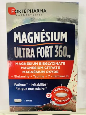 Magnesium ULTRA fort 360mg, bisglycinate, citrate et oxyde pour fatigue en pharmacie