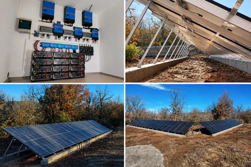 Installation photovoltaïque autonome au sol avec stockage par batteries lithium pour une maison non raccordée au réseau à Fuveau dans les Bouches-du-Rhône (13)