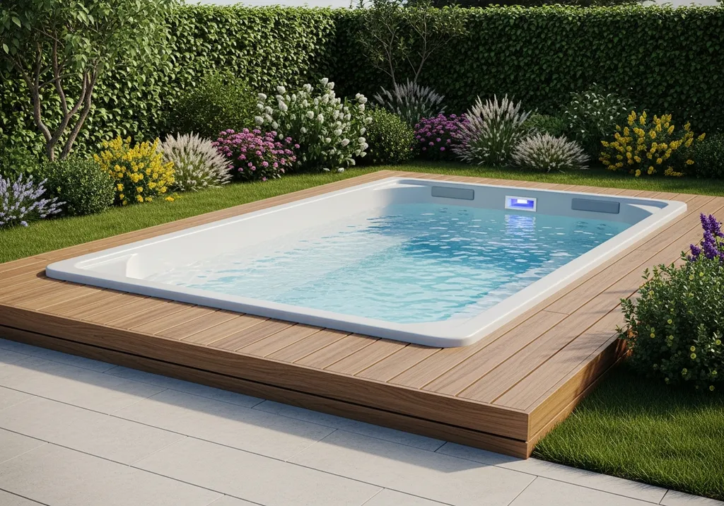 Mini piscine Novas R Atrium Line, version raffinée et personnalisable pour jardin ou terrasse élégante et intime