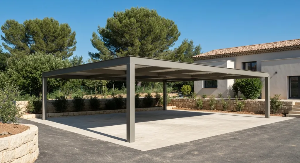 Création d'abris voiture métalliques sur mesure et carports design pour propriété à Cogolin proche de Grimaud
