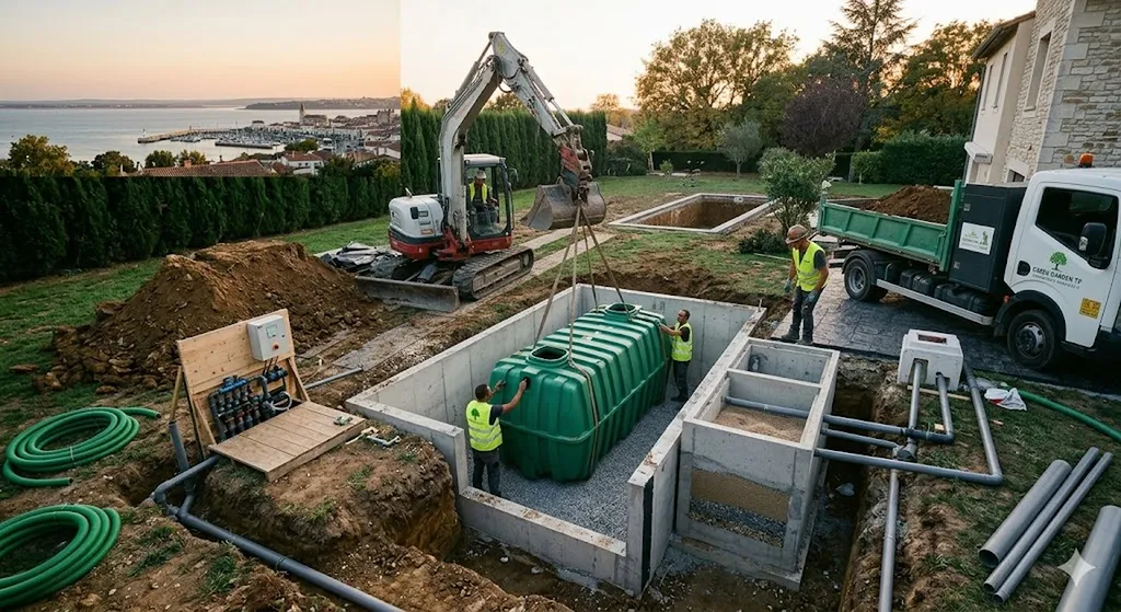 Installation de systèmes de récupération d'eau de pluie avec cuves enterrées de grande capacité à Royan