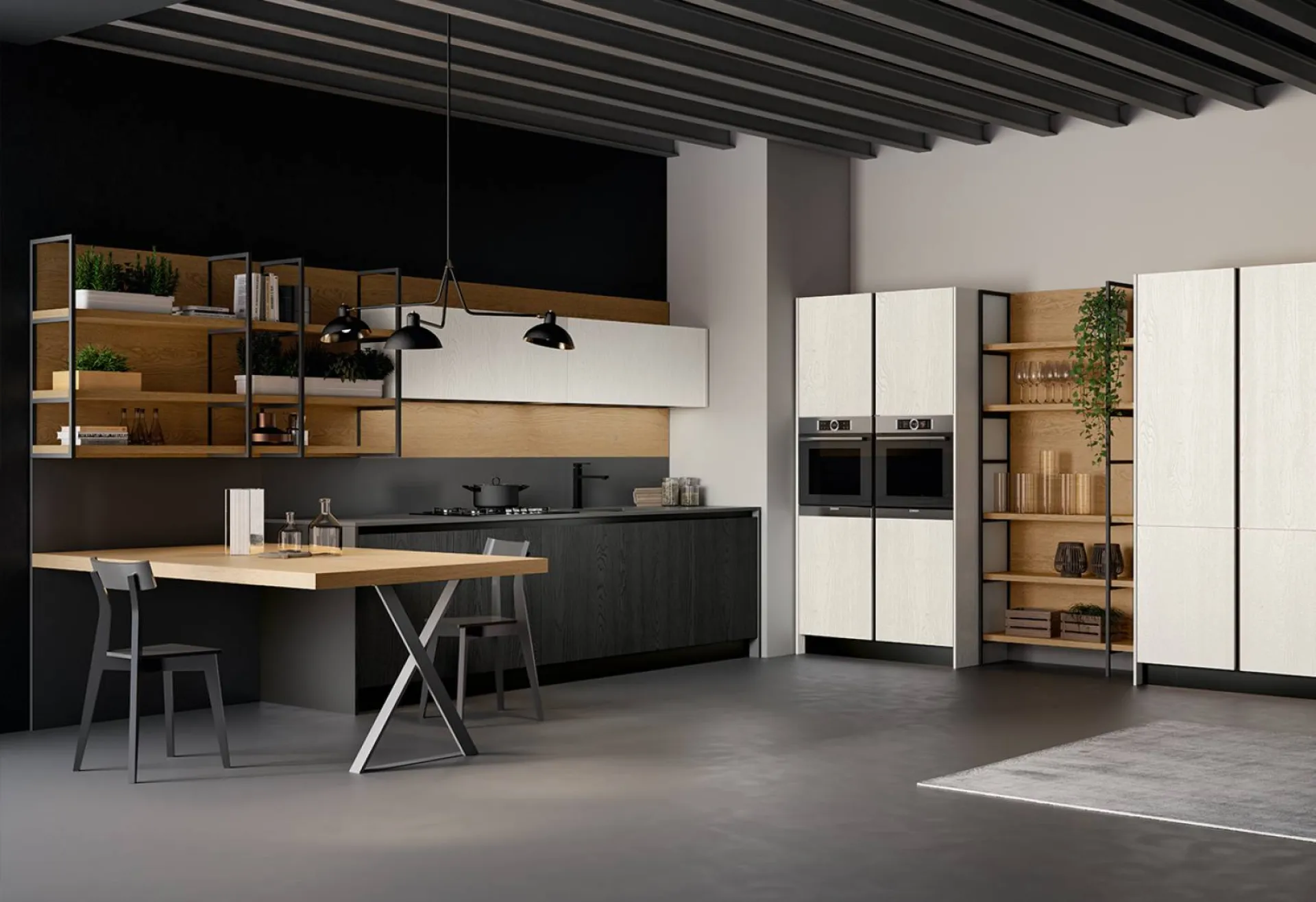 Modèle de cuisine italienne sur mesure moderne style vintage à Bandol dans le Var